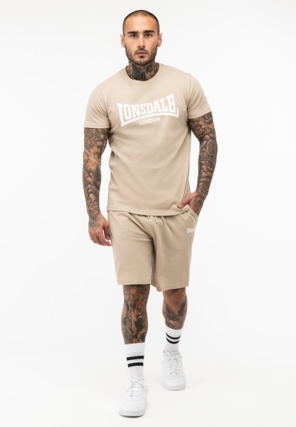 LONSDALE T-Shirt & Shorts Set Black/Beige